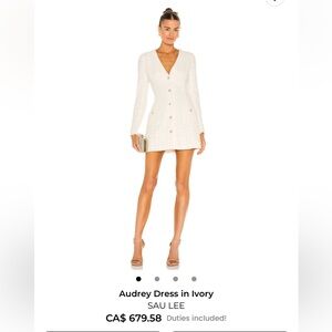 Sau Lee Aubrey Dress in Ivory